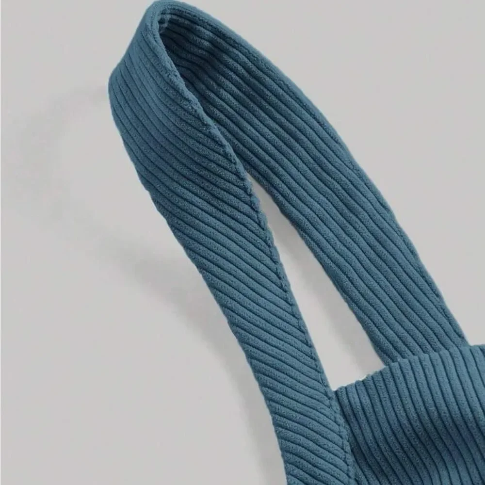 Blue Ribbed Tank Top - Picture 3 of 6